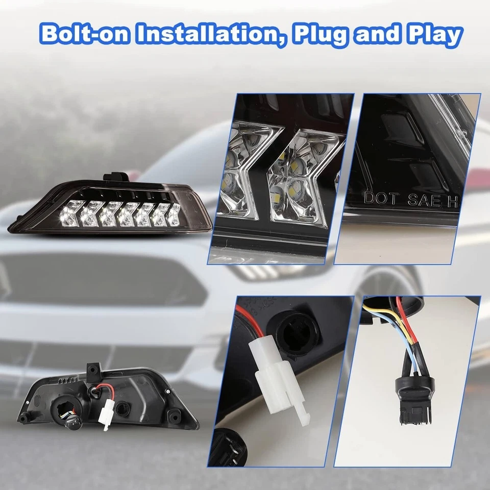 for 2015-2017 Ford Mustang Fog Lights LED DRL Sequential Signals Left & Right - Image 4 of 4