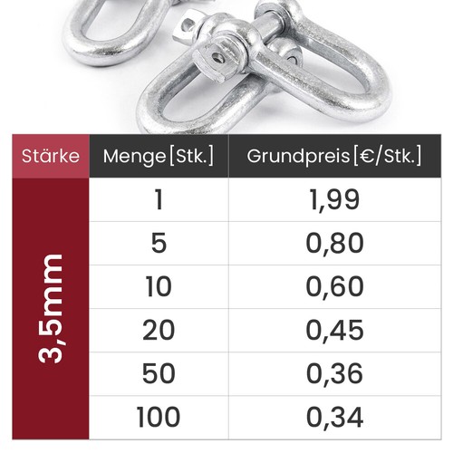 Schäkel Drahtseil gerade form geschweift Edelstahl Zubehör 3,5mm - 32mm - Bild 51 von 96