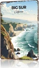 Vintage Metal Sign Big Sur California Poster, Wall Art Decor, 8 x 12 Inch