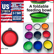 SET of 1-5 Portable Collapsible Foldable Pet Dog Bowl for Food  Water Bowl Dish