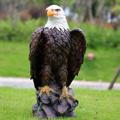 Large Bald Eagle Garden Statue Hand Painted Sculpture Outdoor Decor