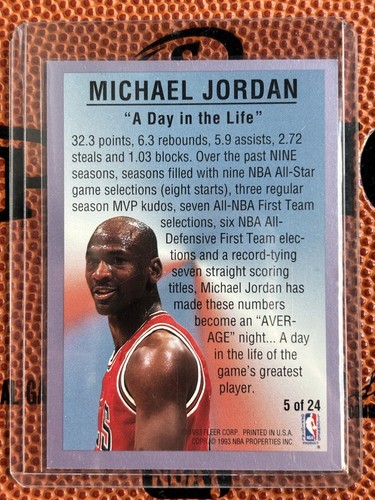 1993-94 Fleer All-Star Michael Jordan #5 Bulls - Picture 2 of 2