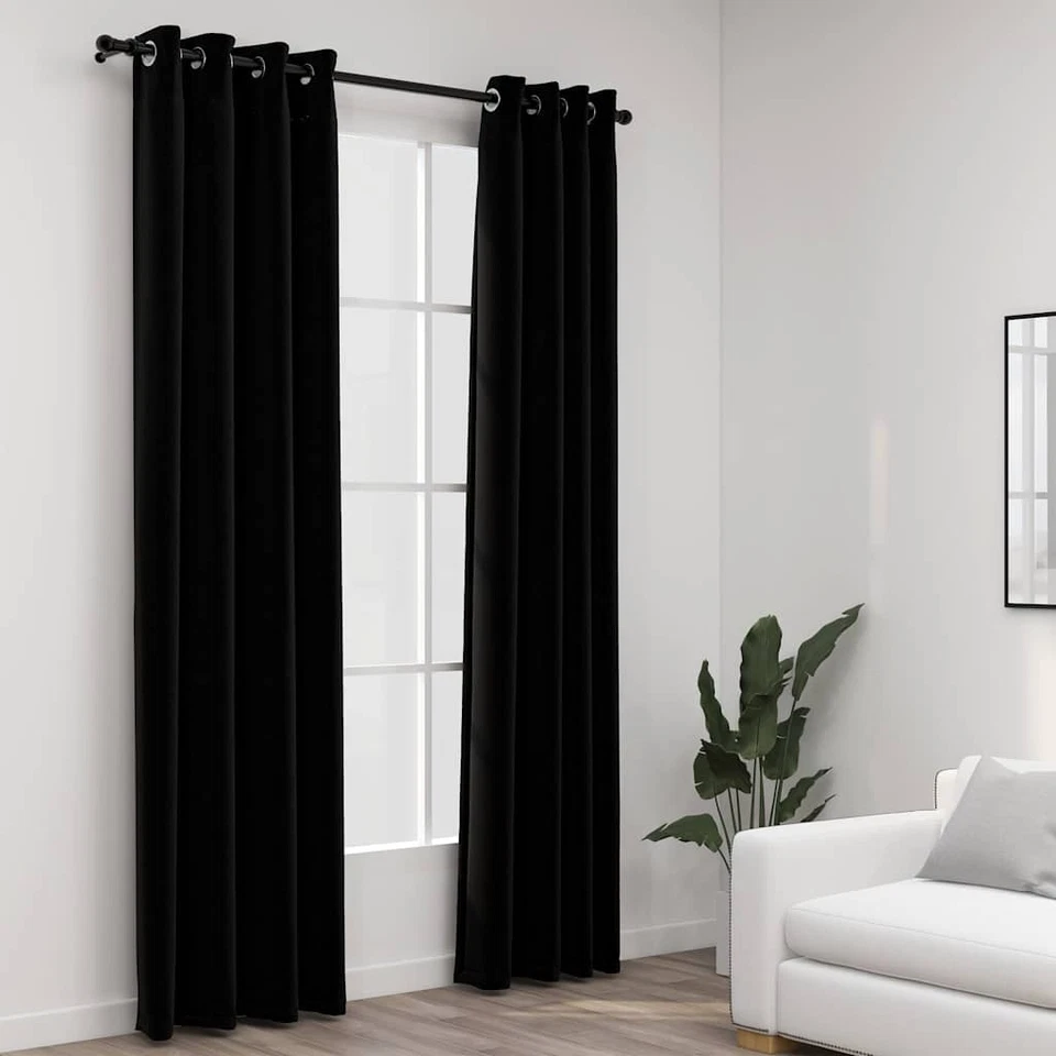2x Rideaux Occultants Aspect de Lin Anthracite 140x245 cm Fenêtre Salon vidaXL - Photo 3/4