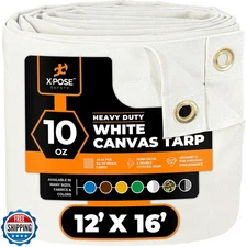 Xpose Safety Canvas Tarp - 10oz White Canvas Tarps Heavy Duty Wat