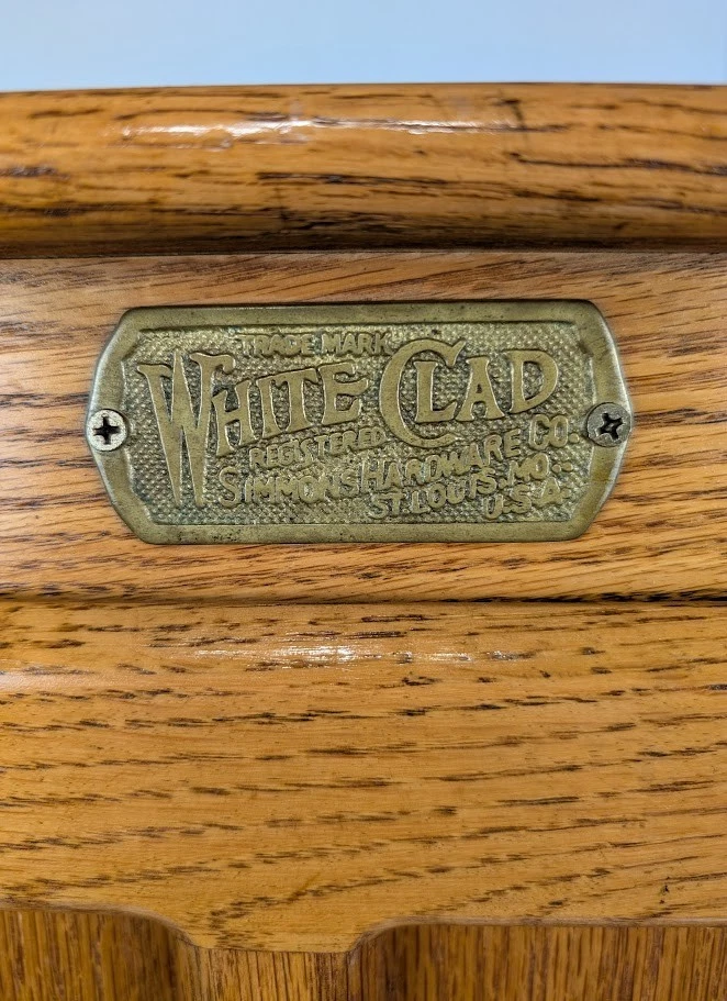 White Clad Oak Wood Ice Box - St. Louis MO. USA - 24" H - Latching Door, Vintage - Image 2 of 4