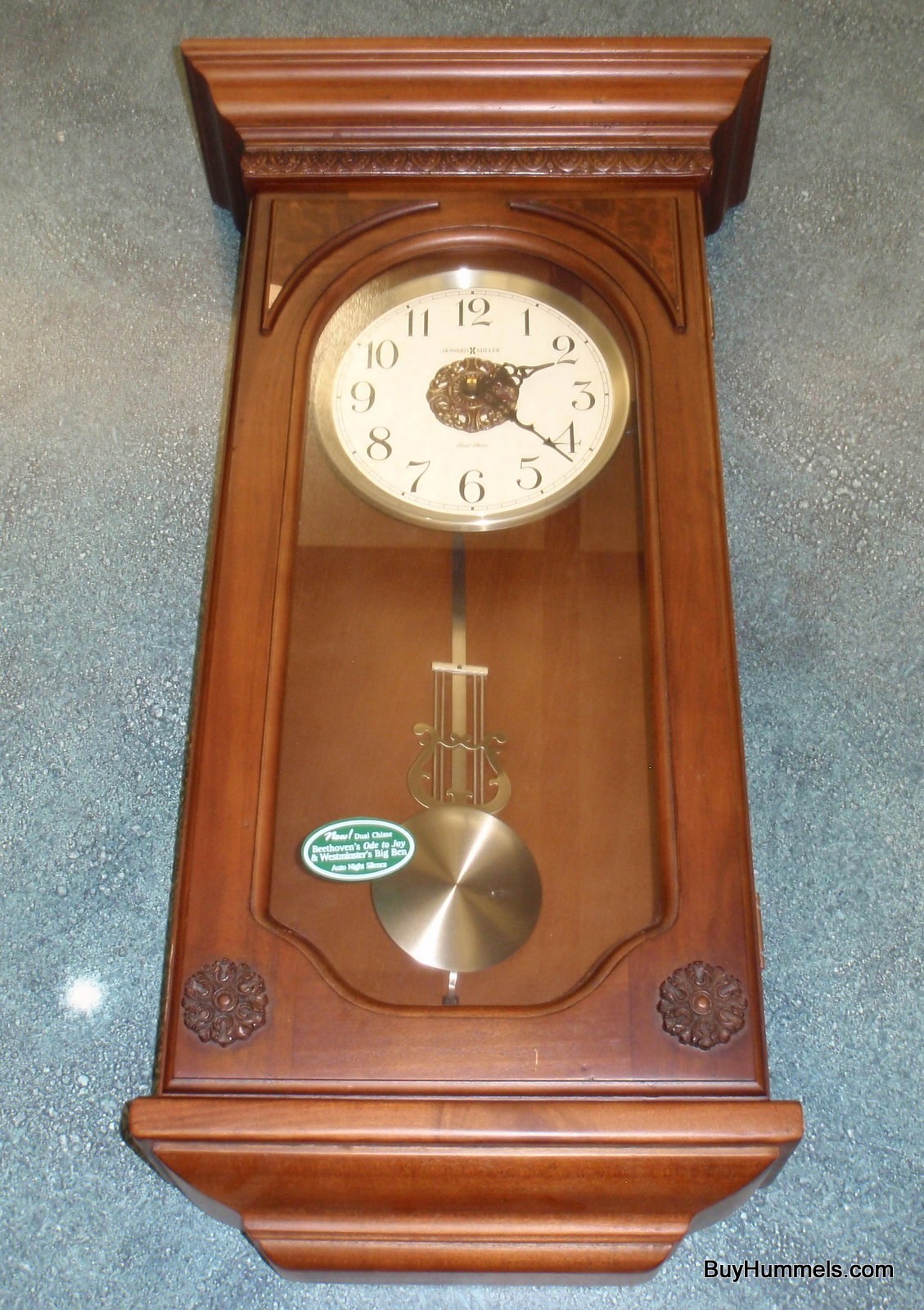 JASMINE HOWARD MILLER 625-384 WALL CLOCK DUAL CHIMES & AUTO NITE OFF Ode To Joy