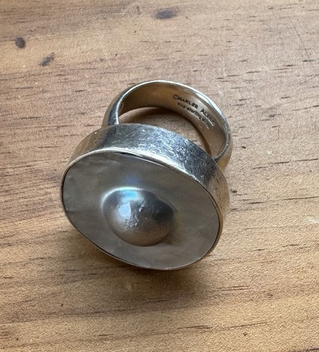 Charles Albert Ring grau Perlen verstellbar Band Sterlingsilber 1 Stück - Bild 3 von 10