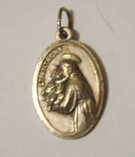 Religious oval Saint St Anthony relic pendant medal Patron of Lost Articles item