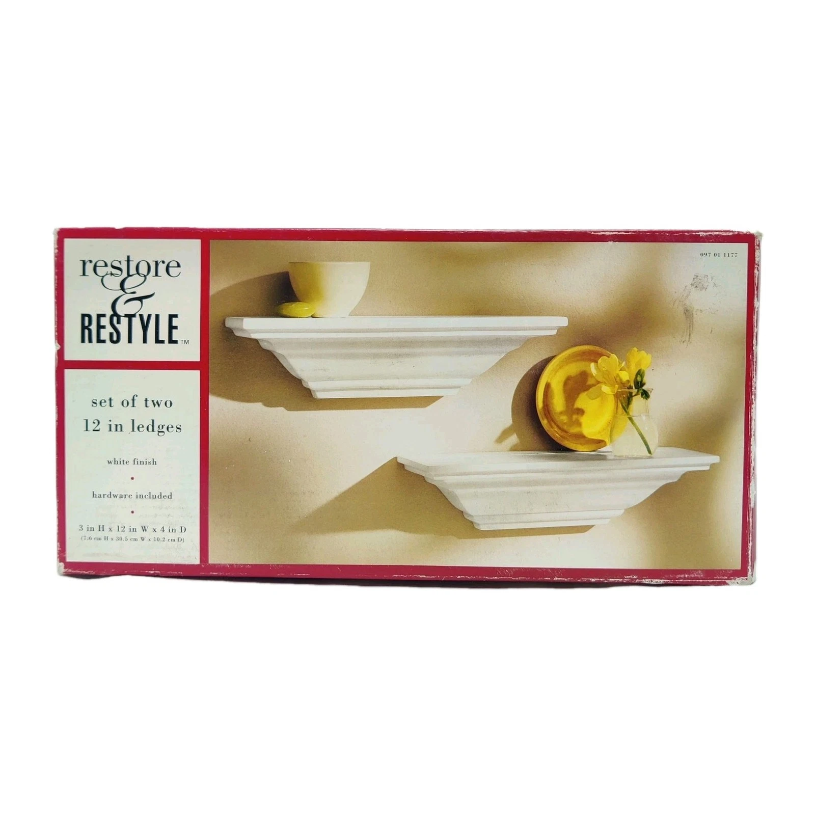 Restore & Restyle 12 Inch White Finish Display Ledges Shelves Set Of 2 New
