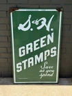 1956 Large Original Vintage S&H Green Stamps Sperry & Hutchinson Porcelain Sign