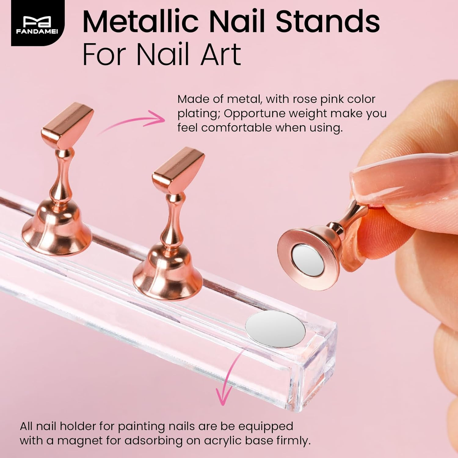 Metallic Nail Stand, Nail Holder for Painting Nails, Nail Kit, Press on Nail Sta