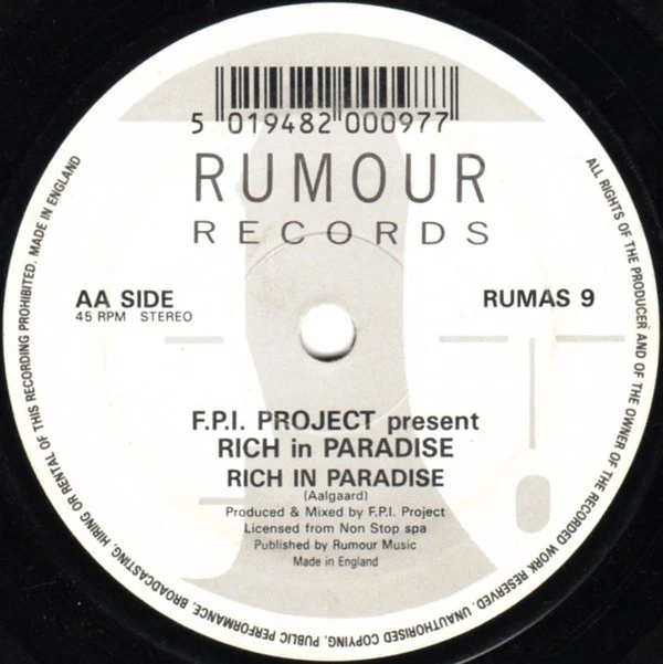 F.P.I. Project Ft.. - Rich In Paradise "Going Back To My Roots" 7" Record EX/EX, photo 3 of 3