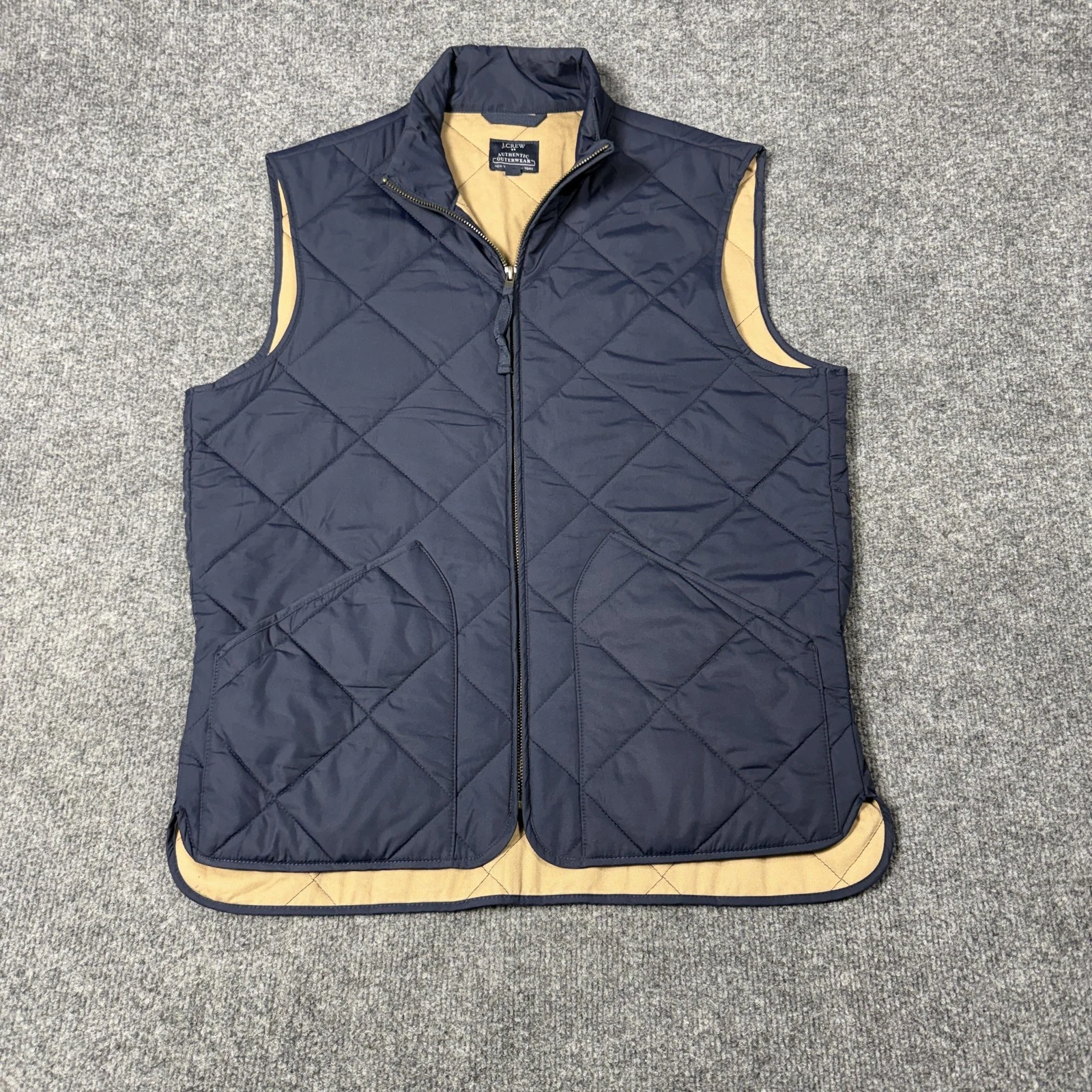 J.Crew Vest Mens Small Blue Quilted Authentic Outerwear Full Zip Outdoor