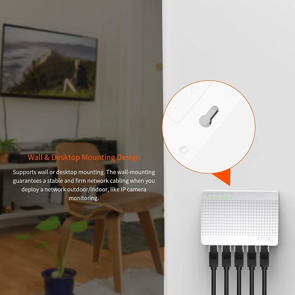Tenda S105 5 Port Ethernet Switch 10/100Mbps Desktop Network Hub Plug Play - Image 4 of 4