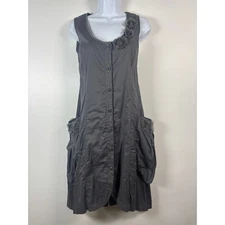 Animale Women's Dress FR 42 US 10 Gray Lagenlook Artsy Tunic Pockets Flower