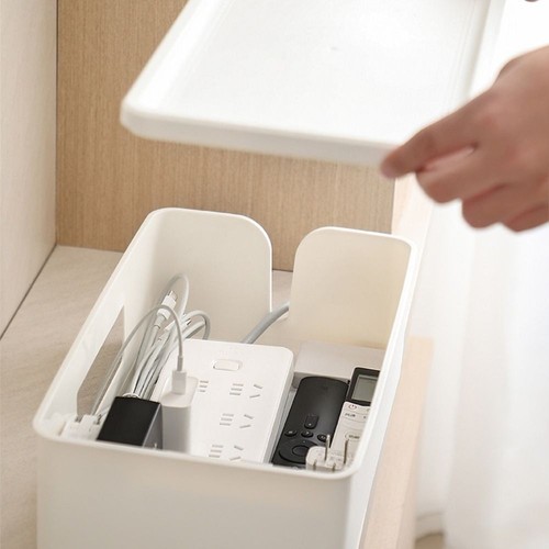 Storage Bin Power Strip Case Charger Socket Wire Management Organizer - Afbeelding 6 van 8