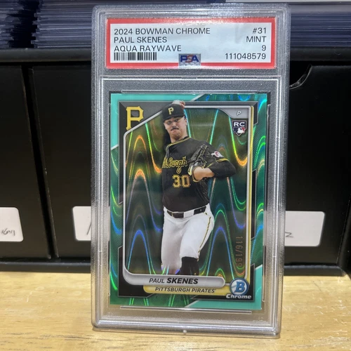 2024 Bowman Chrome Paul Skenes Aqua Raywave /199 PSA 9 (RC)