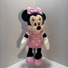 Disney Jr Mickey Minnie Mouse Lovey 9" Plush Glitter Sparkly Bow Feet Just Play