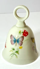 TAKAHASHI San Francisco Hand Decorated Butterflies With Flowers Porcelain Bell