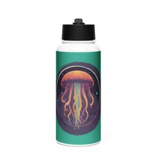 "Cosmic Jellyfish" Stainless steel water bottle Psychedelic Space Galactic Sea