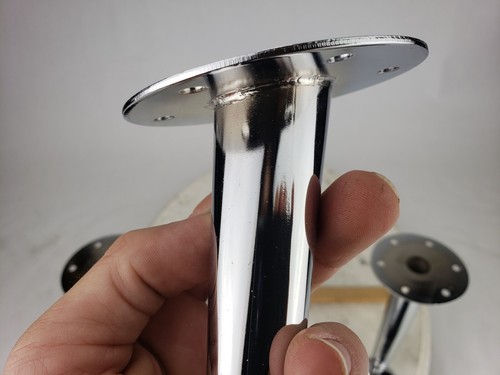 4x 4-1/2" Tall Chrome MCM Modern Retro Contemporary Horn Furniture Leg Nickel - Picture 14 of 14