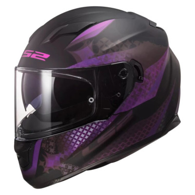 LS2 Adult's Stream Lux Motorcycle Helmet W/ SunShield Matte Black/Pink - Small