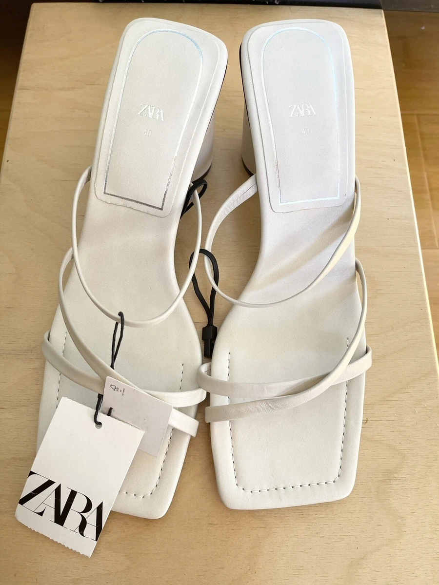Heeled leather square toe sandals zara sales