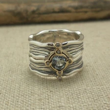 Sterling Silver &10K Sky Blue Topaz Ring by Keith Jack Gift Boxed Various Sizes