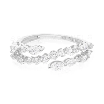 Marquise Rund Kunstdiamanten Grown Cvd Diamantring 18k Weiss Gold Jubiläum Gift - Bild 1 von 4