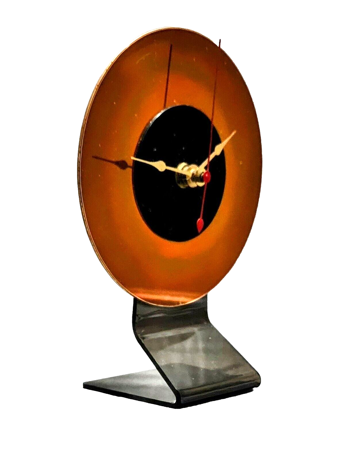 Terrific Mid Century Modern Copper Face & Smoked Acrylic Base Shelf