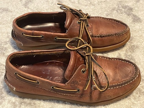Timberland Shoes Mens 8.5 M Classic 2-Eye Boat Brown Slip-On Leather Flat Casual - Picture 8 of 11