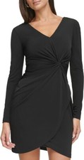 GUESS Twist-Front Knit Dress Black 10