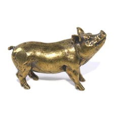 Solid Brass Pig Figurine Statue House Table Decoration Animal Figurines Toys
