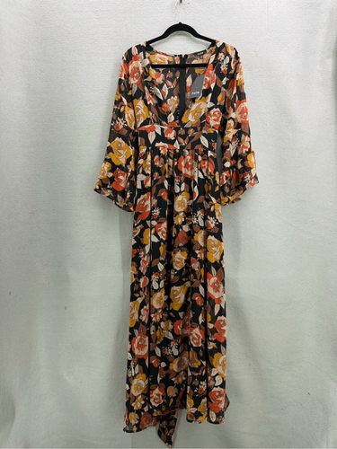 NWT Fate Womens Multicolor Floral Print Deep V-Neck Maxi Dress Size Small - Picture 2 of 12