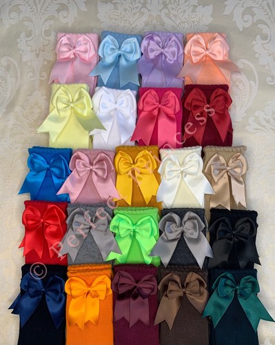 PERFECT PRINCESS Spanish Double Bow Knee High Socks. Baby/Girls/School Uniform - Picture 1 of 12