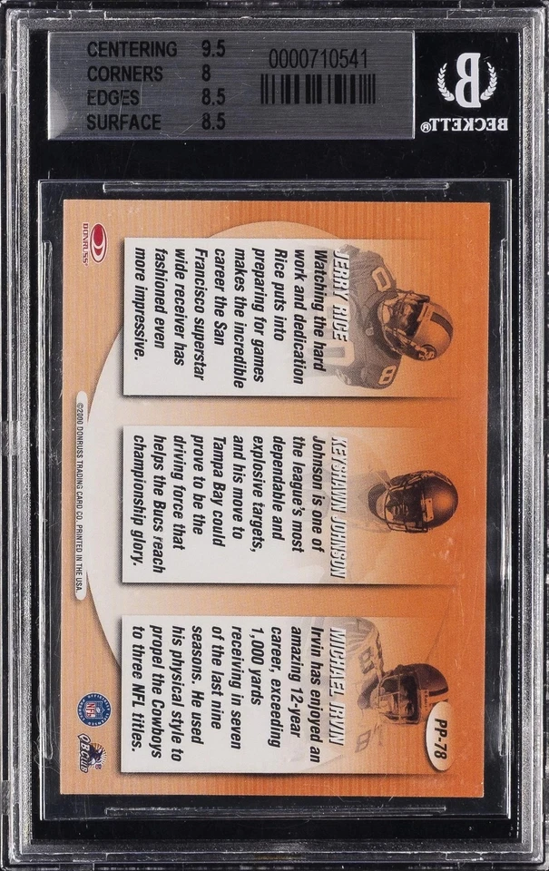 2000 DONRUSS PREFERRED PEN PALS 78 MICHAEL IRVIN JERRY RICE JOHNSON BGS 8.5 AUTO - Image 2 of 2