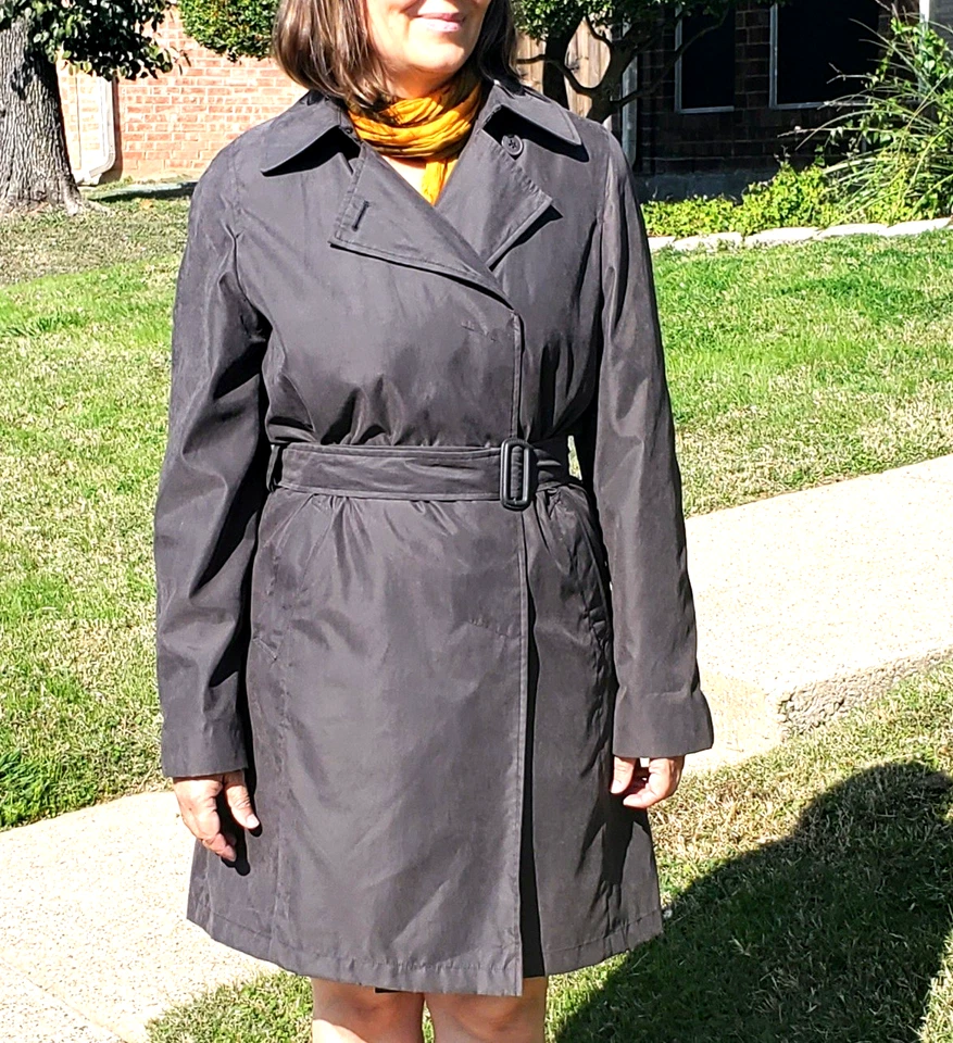 Abrigo para mujer LONDON FOG Trench talla pequeña 2-4 gris impermeable Foto 3 de 4