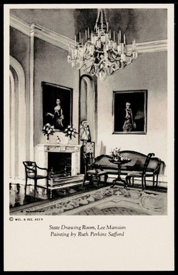 1940s Lee Mansion Arlington VA State Drawing Room Ruth Perkins Safford Postcard