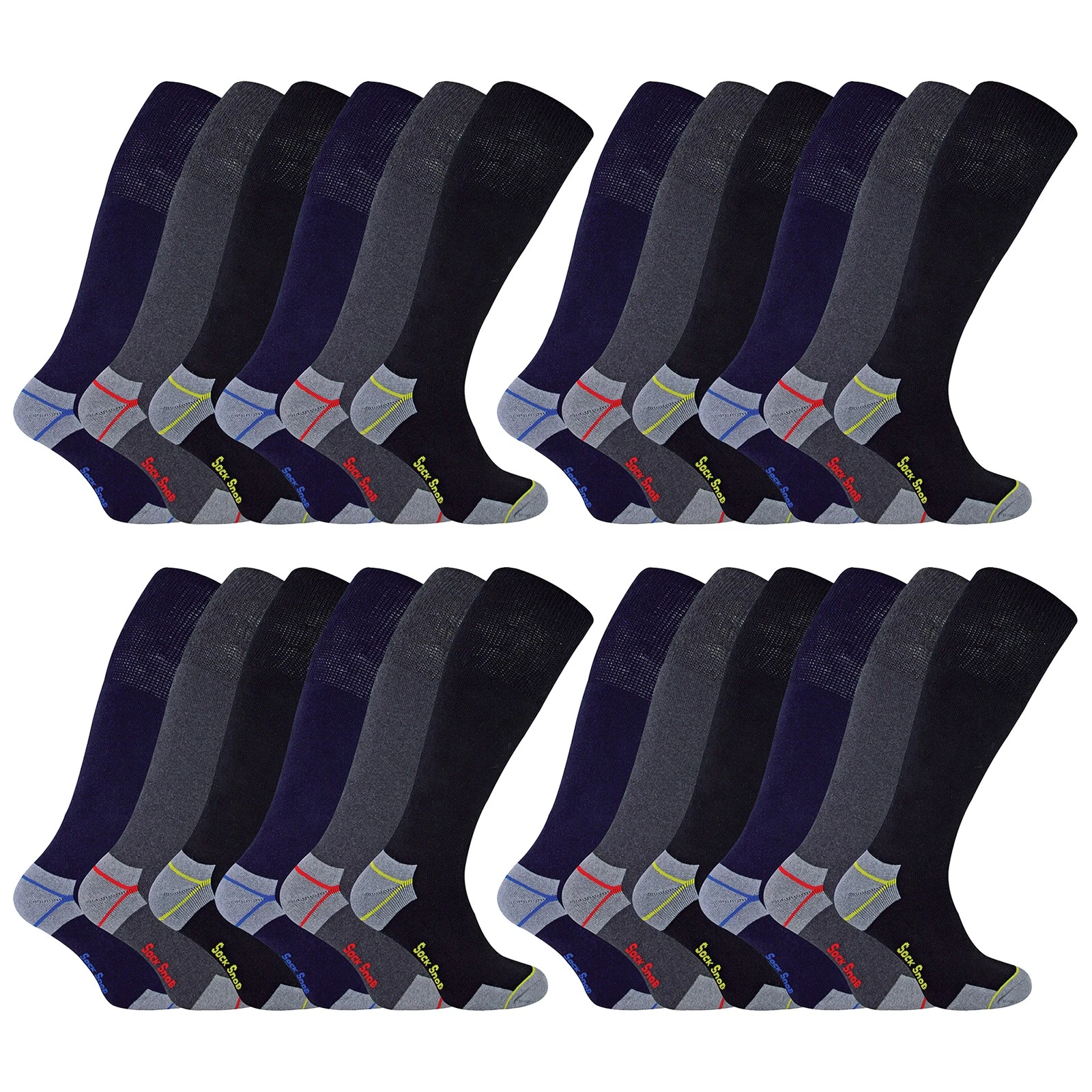 Sock Snob - Mens Durable Knee High Work Socks 24 Pack