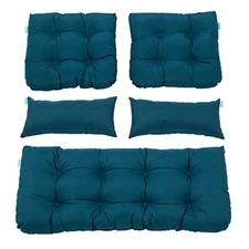  Outdoor Patio Wicker Seat Cushions Group Loveseat/Two U-Shape/Two Peacock Blue