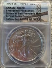 2021 S$1 SILVER EAGLE ANACS MS70 Type 1  First Strike Coin. 051517