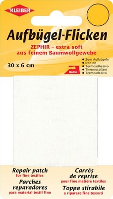 KLEIBER Zephir-Aufbügel-Flicken 300 x 60 mm weiß