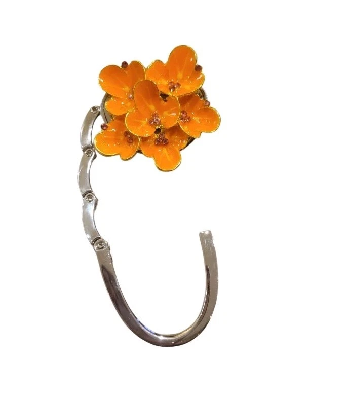 Gancho de mano plegable con estrás esmaltado 3D flor flores Foto 2 de 4
