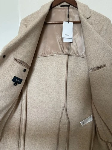 Reiss Men’s Beige Wool Overcoat – Size Small – New With Tags - product listing photo