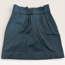 Banana Republic Blue Paperbag Waist A-Line Skirt Pockets Sz 2 Side Zip Stretch
