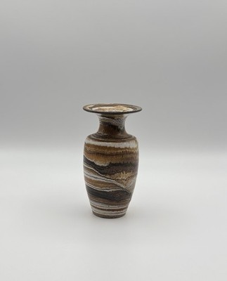 Stunning Ross SPANGLER Vase Earth Stripe Glaze Studio Art Pottery 6  signed 1977