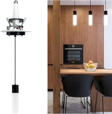 Modern LED Pendant Light (BW 80) – Linear Hanging Fixture, 5 Color Temps, Black