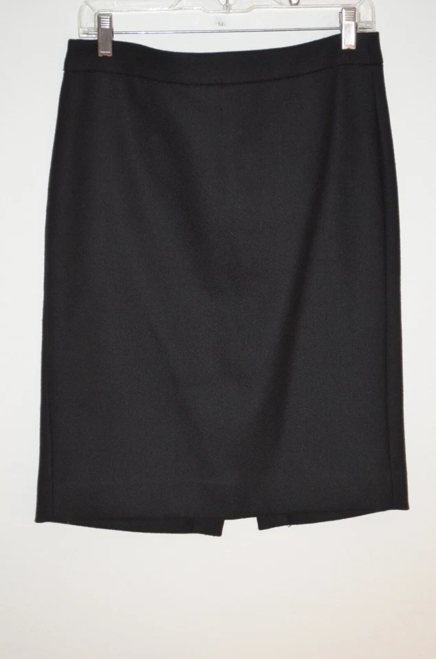 J. Crew Negro 100% Lana No. Falda forrada 2 lápices hasta la rodilla talla 4