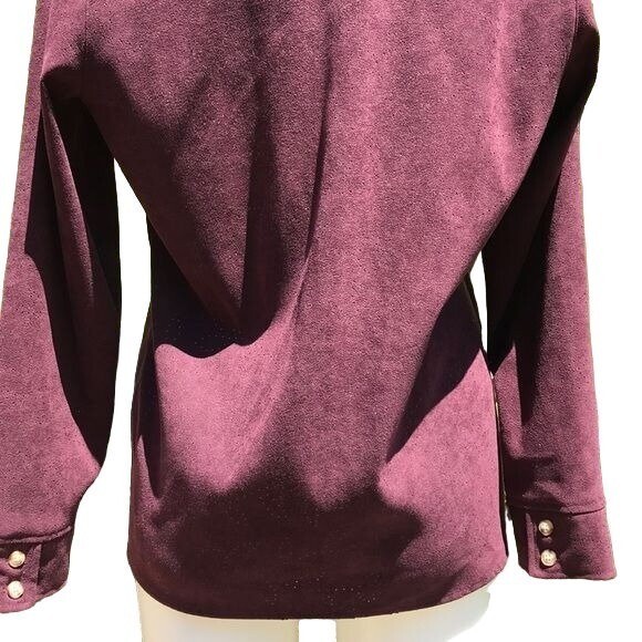 Vintage Classic Elements Maroon Button Down Blous… - image 8
