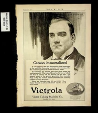 1921 Victrola Victor Talking Machine Co Caruso Vintage Print Ad 13917